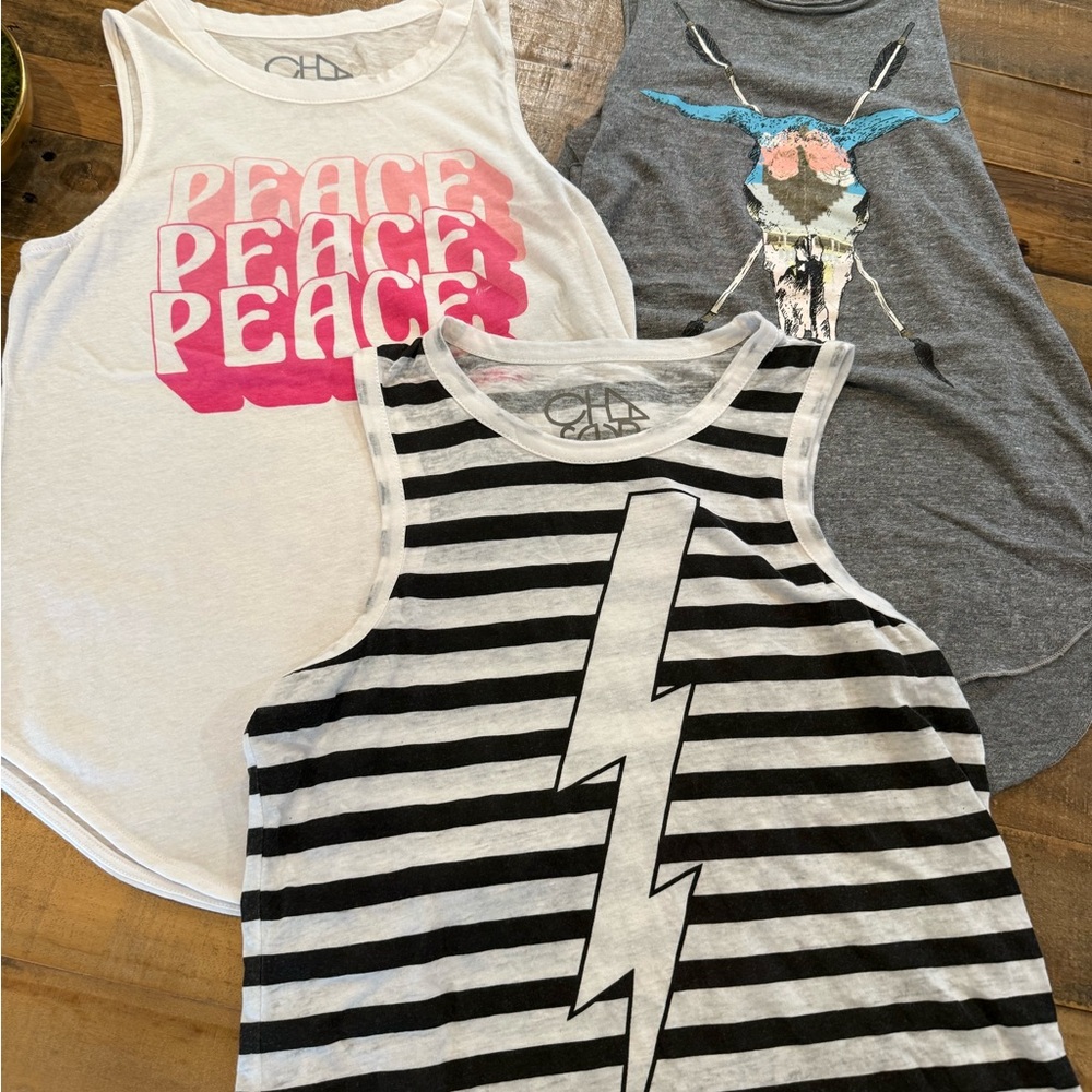 Chaser Tank Tops - Pink, Gray, Black Stripes. Size small